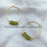Natural Peridot Earring, 14K Gold Plated Earring, Round Earring, Loop Earring, January Birthstone Earring, Sold By Pair